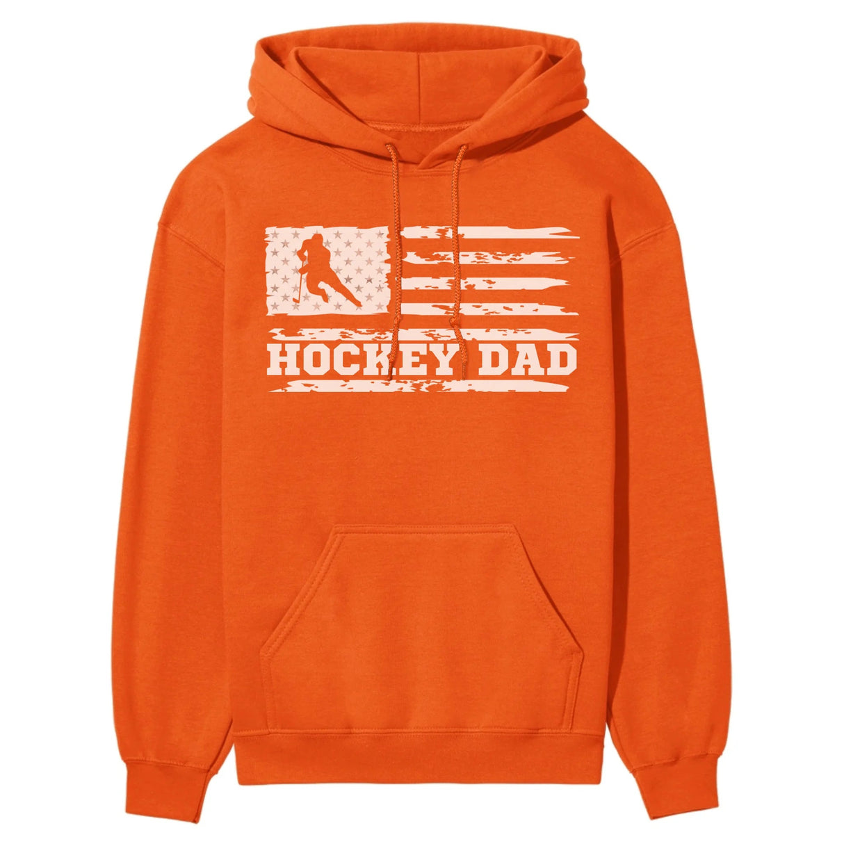 Hockey Dad Horizontal Flag on a Hoodie with a White Graphic