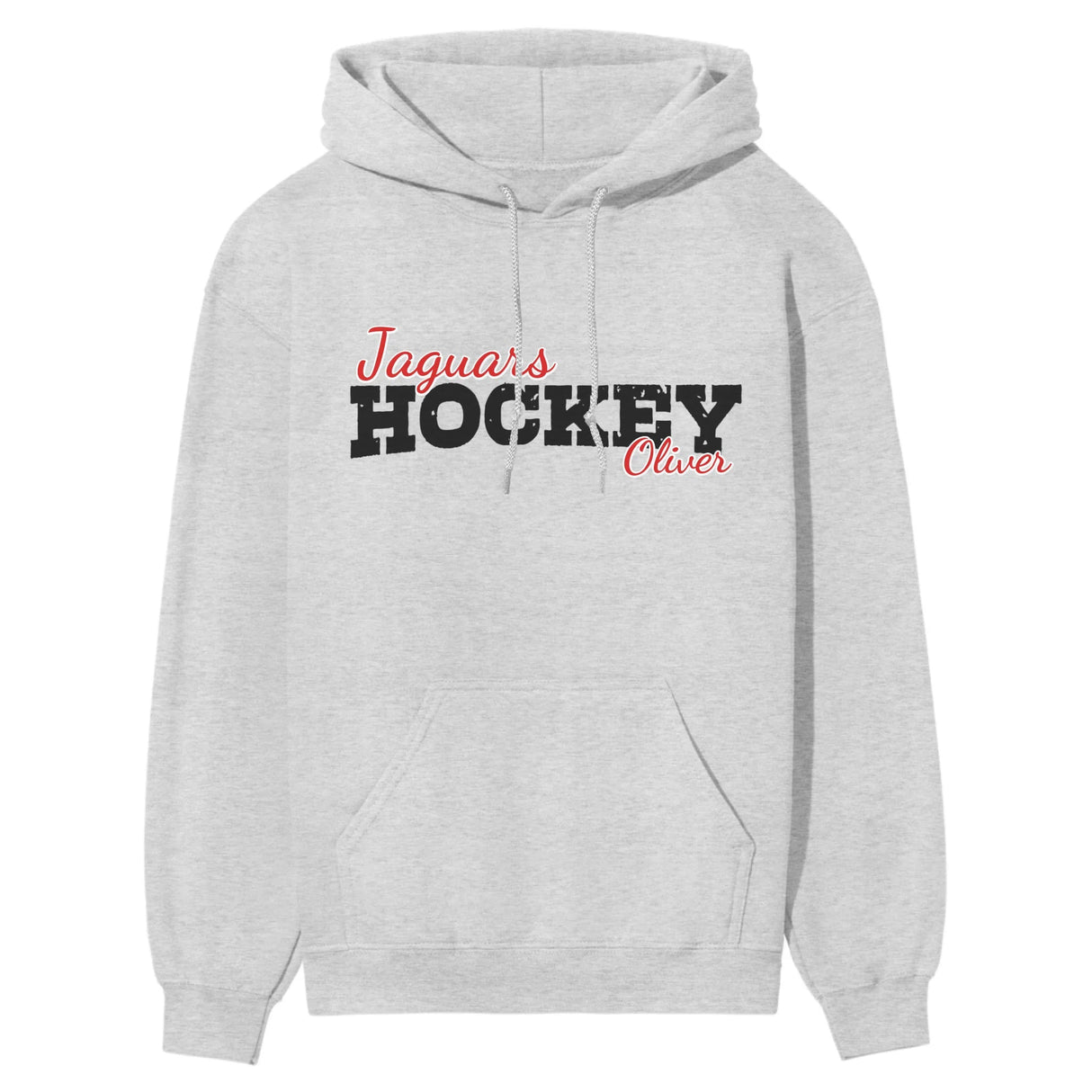 Custom Hockey Mascot and Hockey Player Name on a Hoodie with a Black Graphic