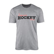 Custom Hockey Mascot and Hockey Player Name on a Men's T-Shirt with a Black Graphic