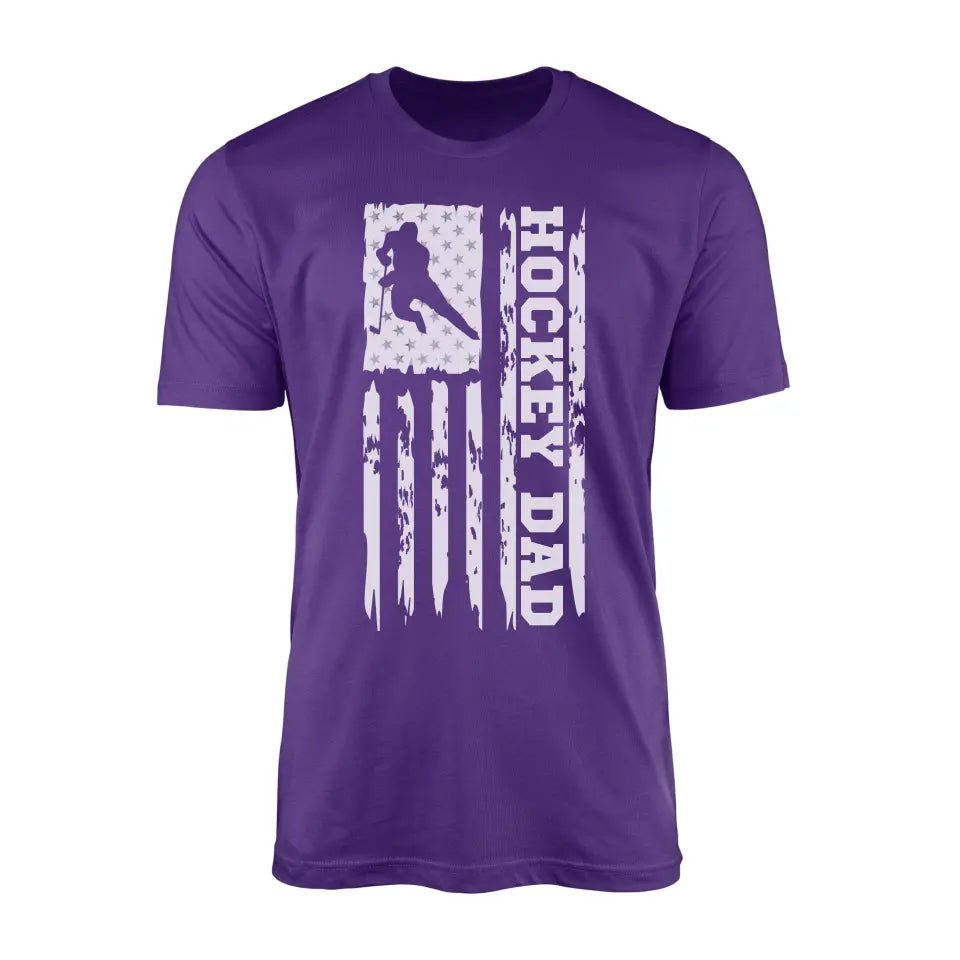 Hockey Dad Vertical Flag on a Men's T-Shirt with a White Graphic
