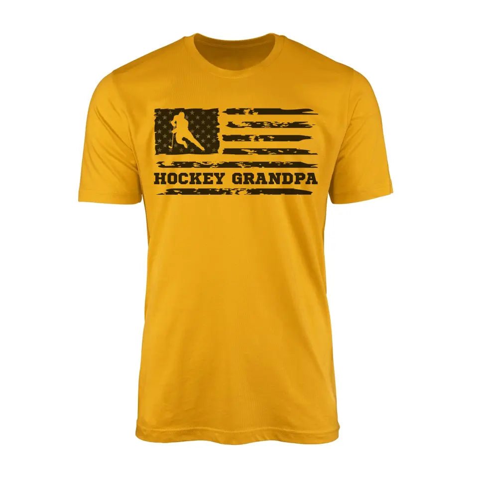 Hockey Grandpa Horizontal Flag on a Men's T-Shirt with a Black Graphic