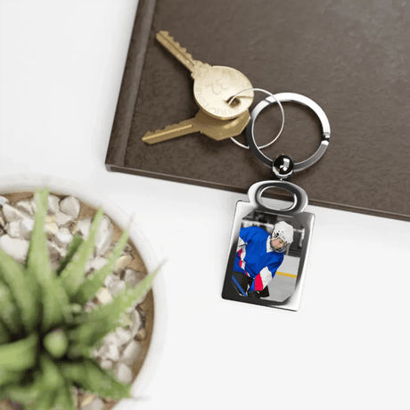 Custom Hockey Player Photo Key Ring