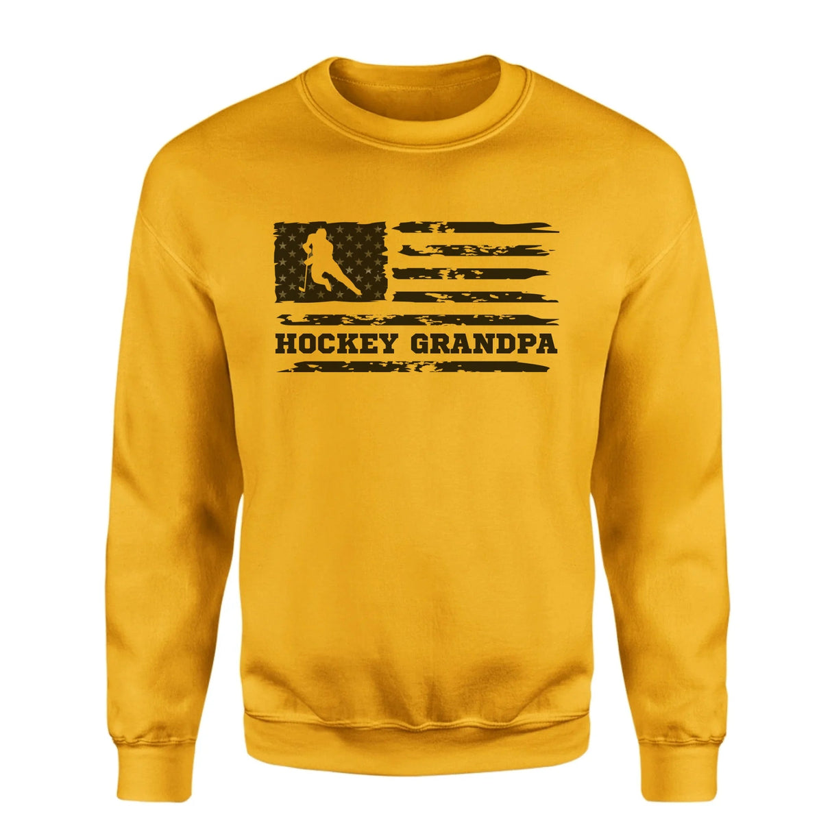 Hockey Grandpa Horizontal Flag on a Sweatshirt with a Black Graphic