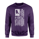 Hockey Grandpa Vertical Flag on a Sweatshirt with a White Graphic