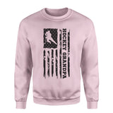 Hockey Grandpa Vertical Flag on a Sweatshirt with a Black Graphic
