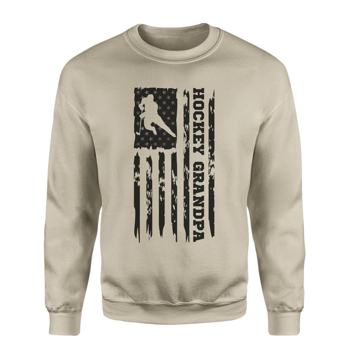 Hockey Grandpa Vertical Flag on a Sweatshirt with a Black Graphic