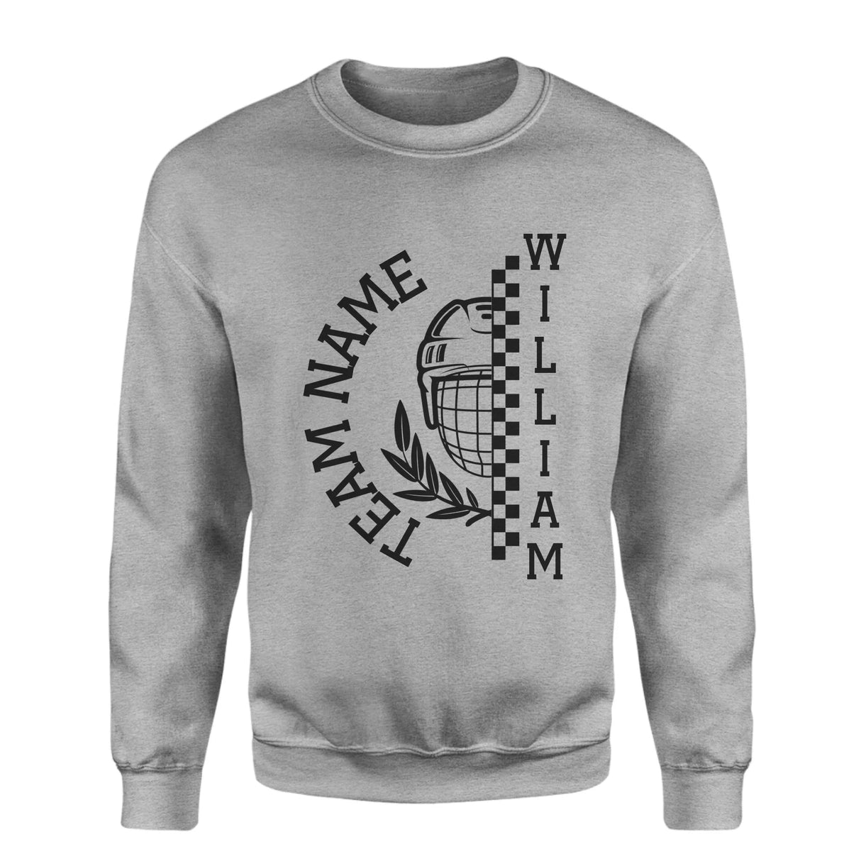 Personalized Hockey on a Sweatshirt With Team and Hockey Player Name on a Sweatshirt