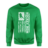 Hockey Mom Vertical Flag on a Sweatshirt with a White Graphic