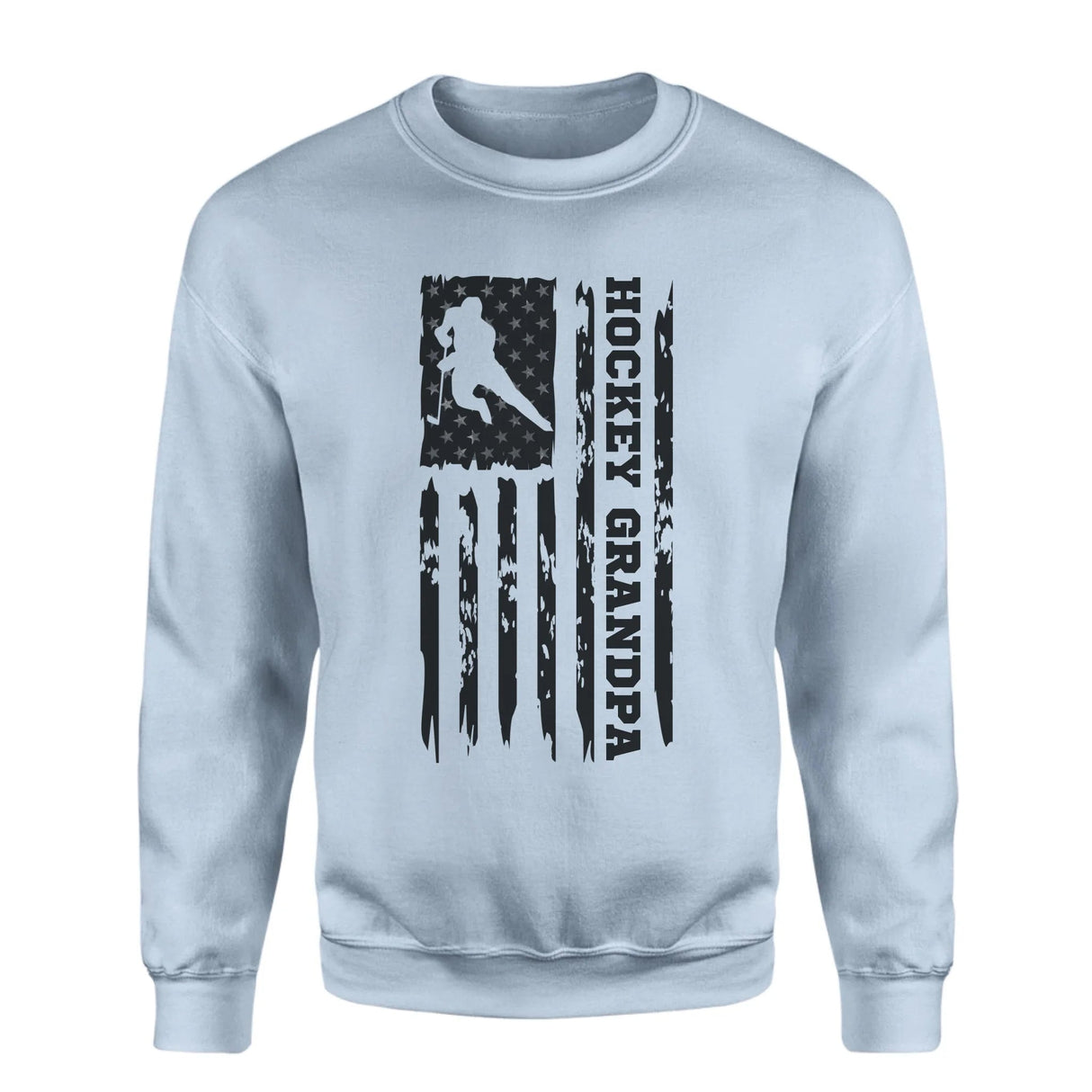 Hockey Grandpa Vertical Flag on a Sweatshirt with a Black Graphic