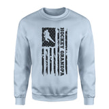 Hockey Grandpa Vertical Flag on a Sweatshirt with a Black Graphic