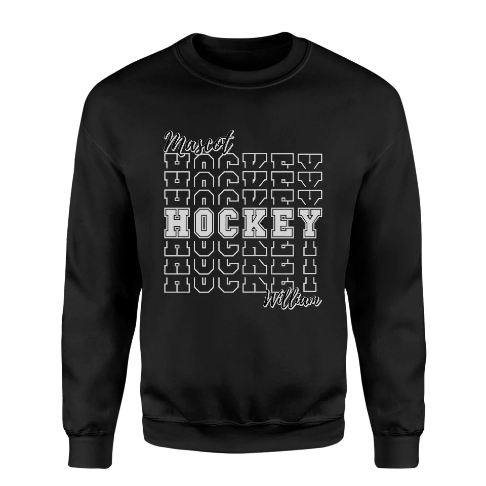 Custom Hockey on a Sweatshirt With Mascot and Hockey Player Name on a Sweatshirt