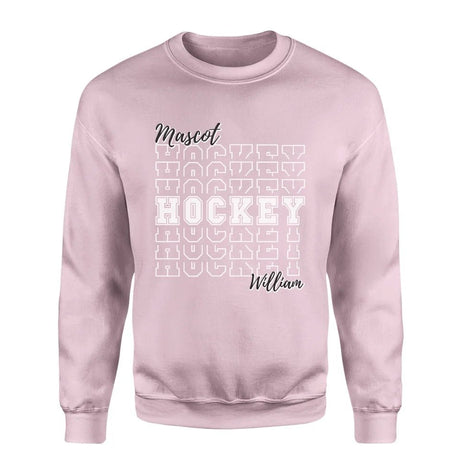 Custom Hockey on a Sweatshirt With Mascot and Hockey Player Name on a Sweatshirt