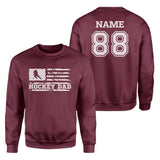 Hockey Dad Horizontal Flag With Hockey Player Name on a Sweatshirt with a White Graphic