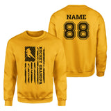 Hockey Grandpa Vertical Flag With Hockey Player Name on a Sweatshirt with a Black Graphic