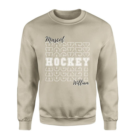 Custom Hockey on a Sweatshirt With Mascot and Hockey Player Name on a Sweatshirt