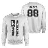 Hockey Dad Vertical Flag With Hockey Player Name on a Sweatshirt with a Black Graphic