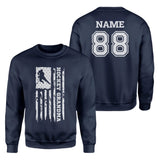 Hockey Grandma Vertical Flag With Hockey Player Name on a Sweatshirt with a White Graphic