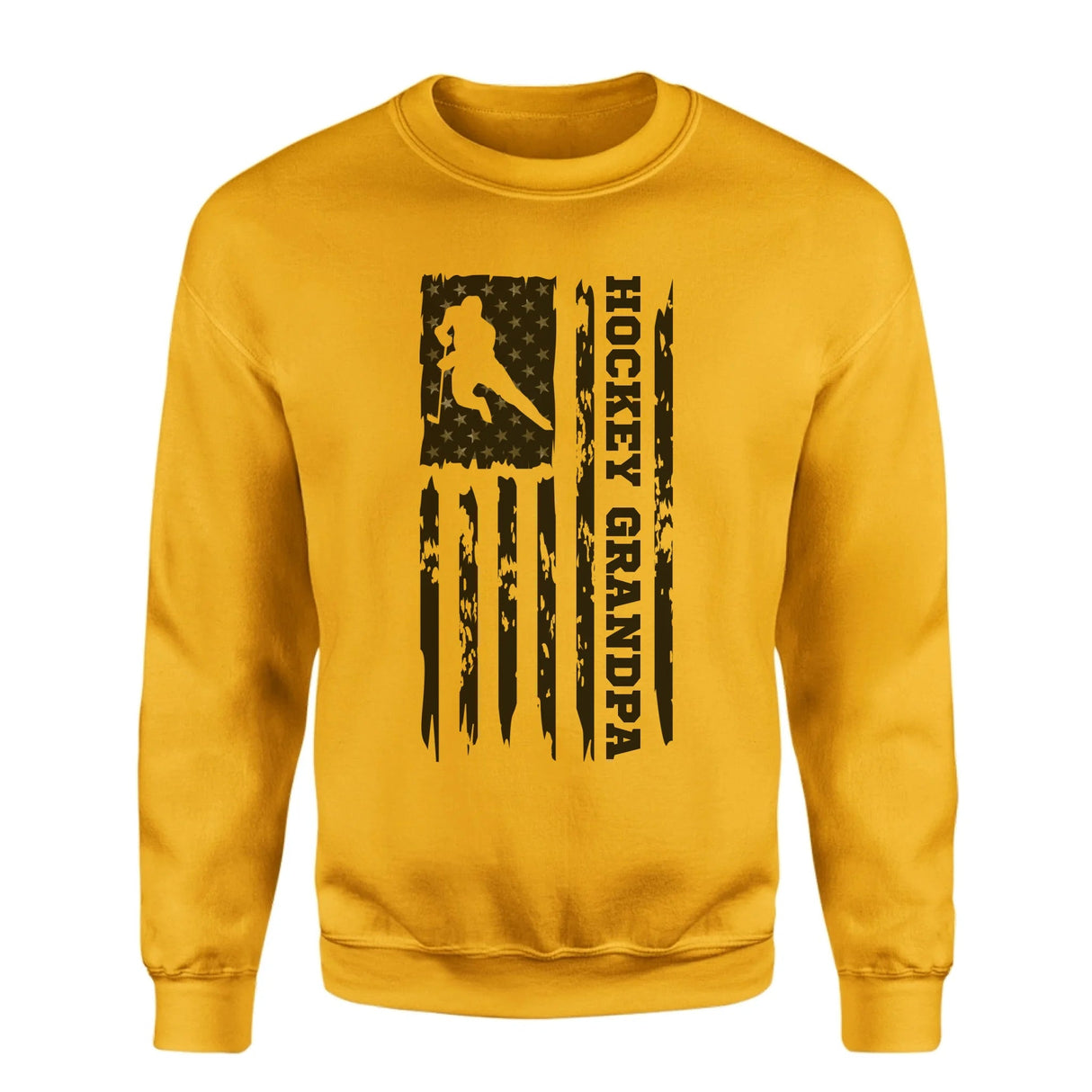 Hockey Grandpa Vertical Flag on a Sweatshirt with a Black Graphic