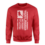Hockey Grandpa Vertical Flag on a Sweatshirt with a White Graphic