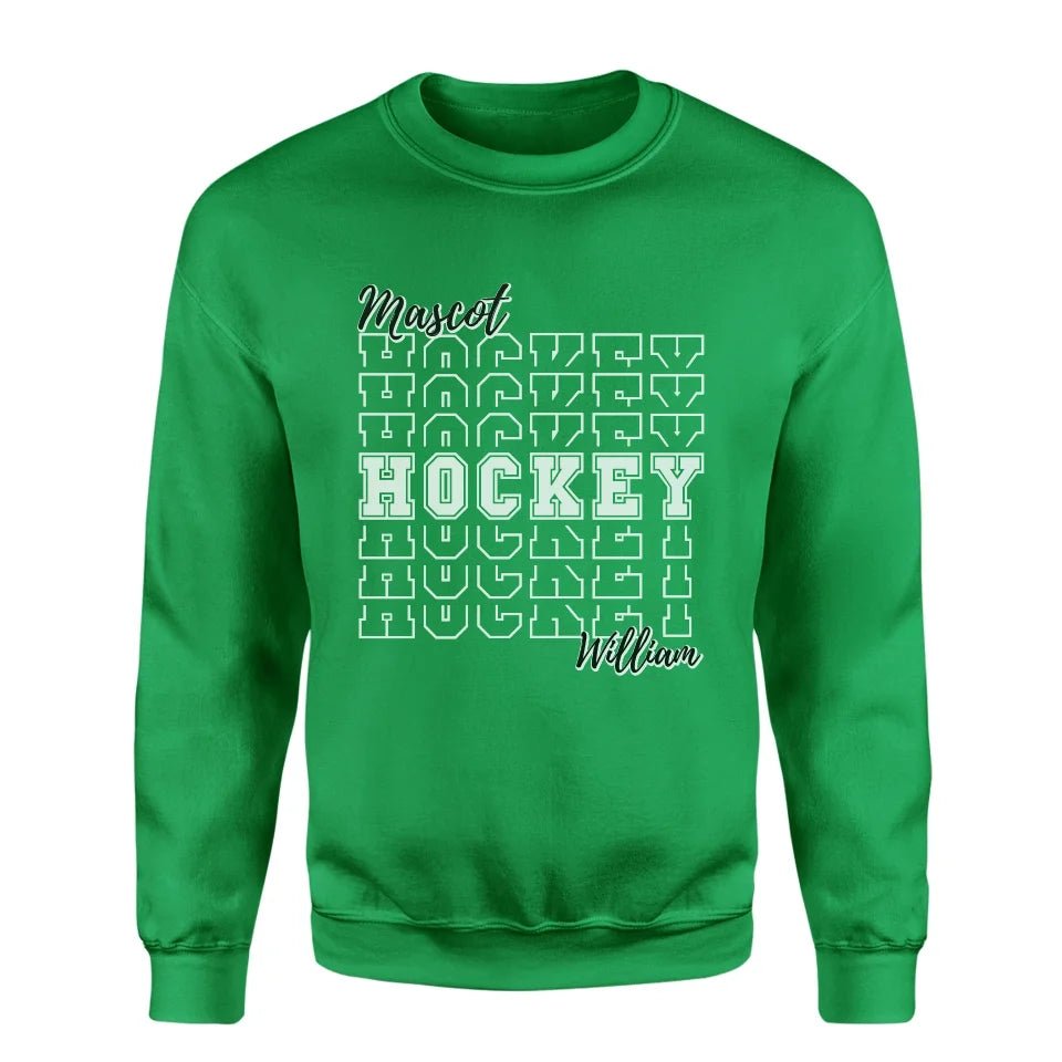 Custom Hockey on a Sweatshirt With Mascot and Hockey Player Name on a Sweatshirt