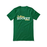 Custom Hockey Mascot and Hockey Player Name on a Unisex T-Shirt with a White Graphic