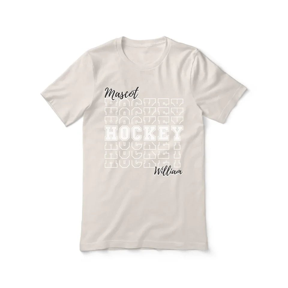 Custom Hockey Shirt With Mascot and Hockey Player Name on a Unisex T-Shirt