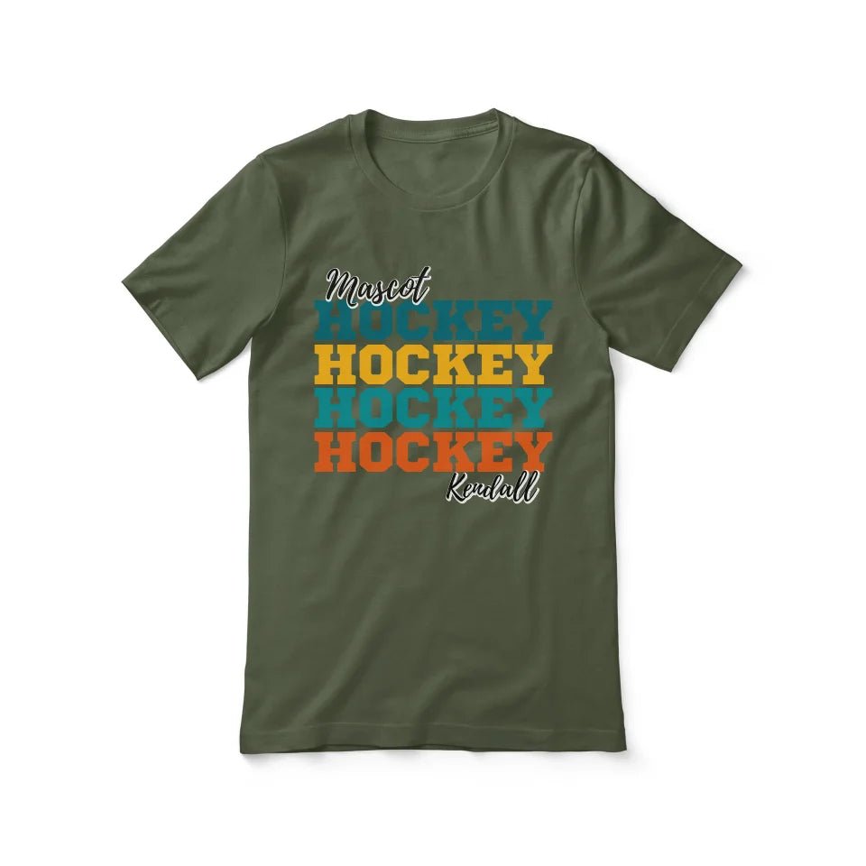 Personalized Hockey Hockey Hockey Shirt With Mascot and Hockey Player Name on a Unisex T-Shirt