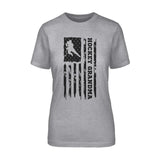 Hockey Grandma Vertical Flag on a Unisex T-Shirt with a Black Graphic