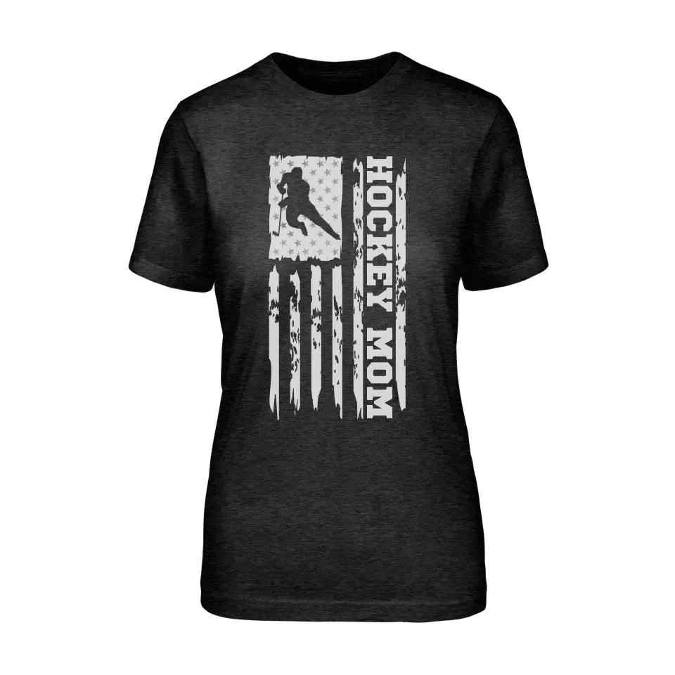 Hockey Mom Vertical Flag on a Unisex T-Shirt with a White Graphic