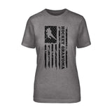 Hockey Grandma Vertical Flag on a Unisex T-Shirt with a Black Graphic