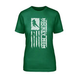 Hockey Mom Vertical Flag on a Unisex T-Shirt with a White Graphic