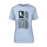 Hockey Grandma Vertical Flag on a Unisex T-Shirt with a Black Graphic