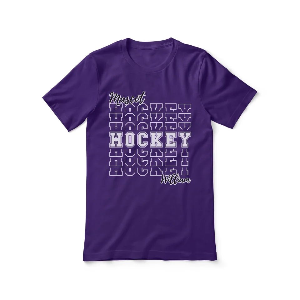 Custom Hockey Shirt With Mascot and Hockey Player Name on a Unisex T-Shirt