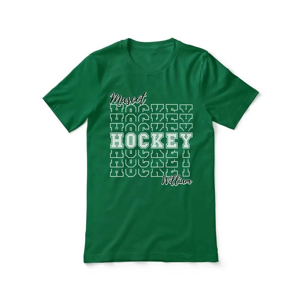 Custom Hockey Shirt With Mascot and Hockey Player Name on a Unisex T-Shirt