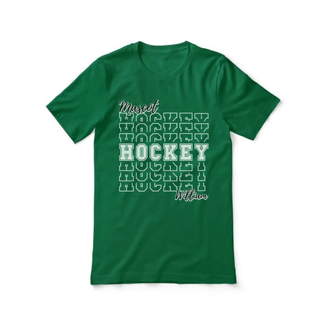 Custom Hockey Shirt With Mascot and Hockey Player Name on a Unisex T-Shirt