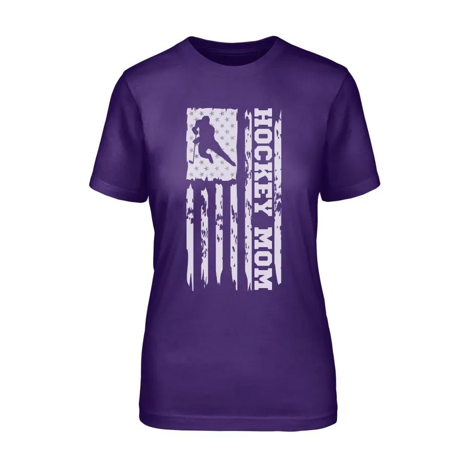 Hockey Mom Vertical Flag on a Unisex T-Shirt with a White Graphic