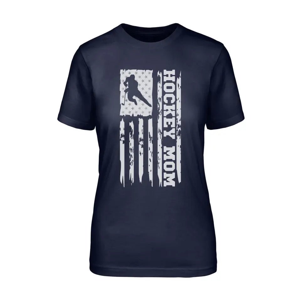 Hockey Mom Vertical Flag on a Unisex T-Shirt with a White Graphic