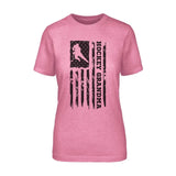 Hockey Grandma Vertical Flag on a Unisex T-Shirt with a Black Graphic