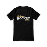 Custom Hockey Mascot and Hockey Player Name on a Unisex T-Shirt with a White Graphic