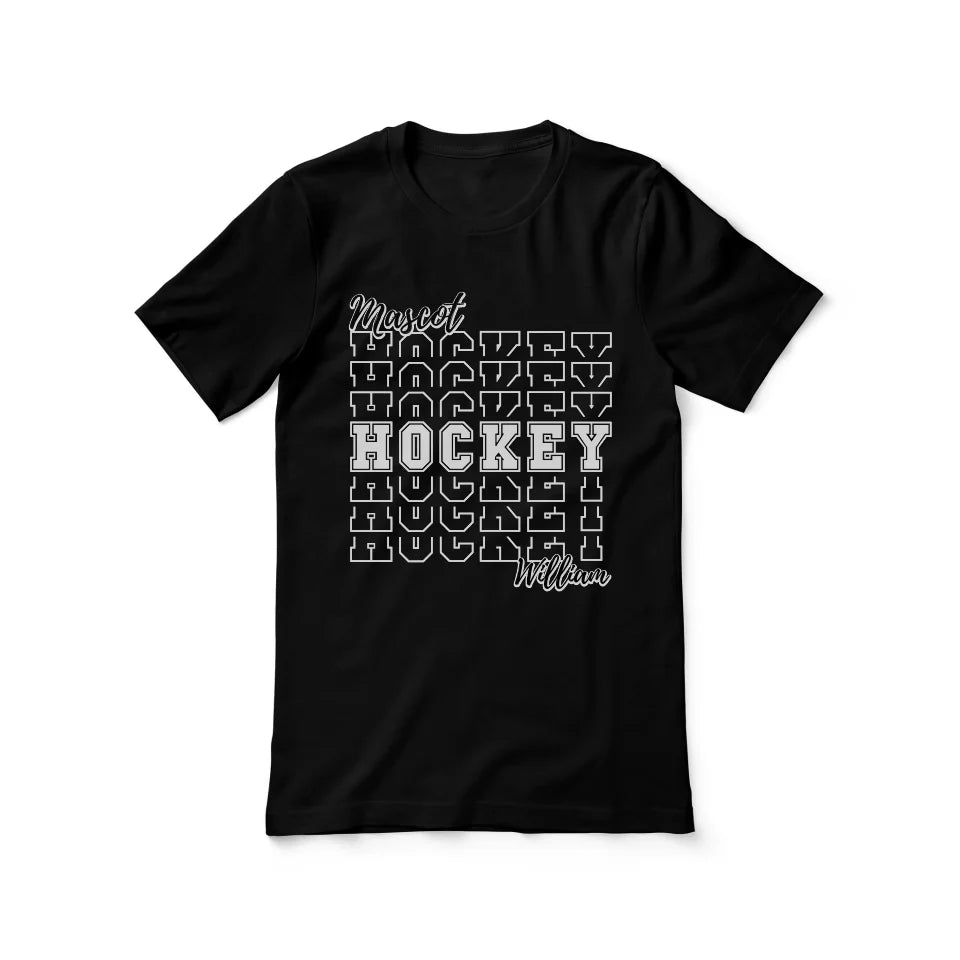 Custom Hockey Shirt With Mascot and Hockey Player Name on a Unisex T-Shirt