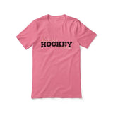 Custom Hockey Mascot and Hockey Player Name on a Unisex T-Shirt with a Black Graphic