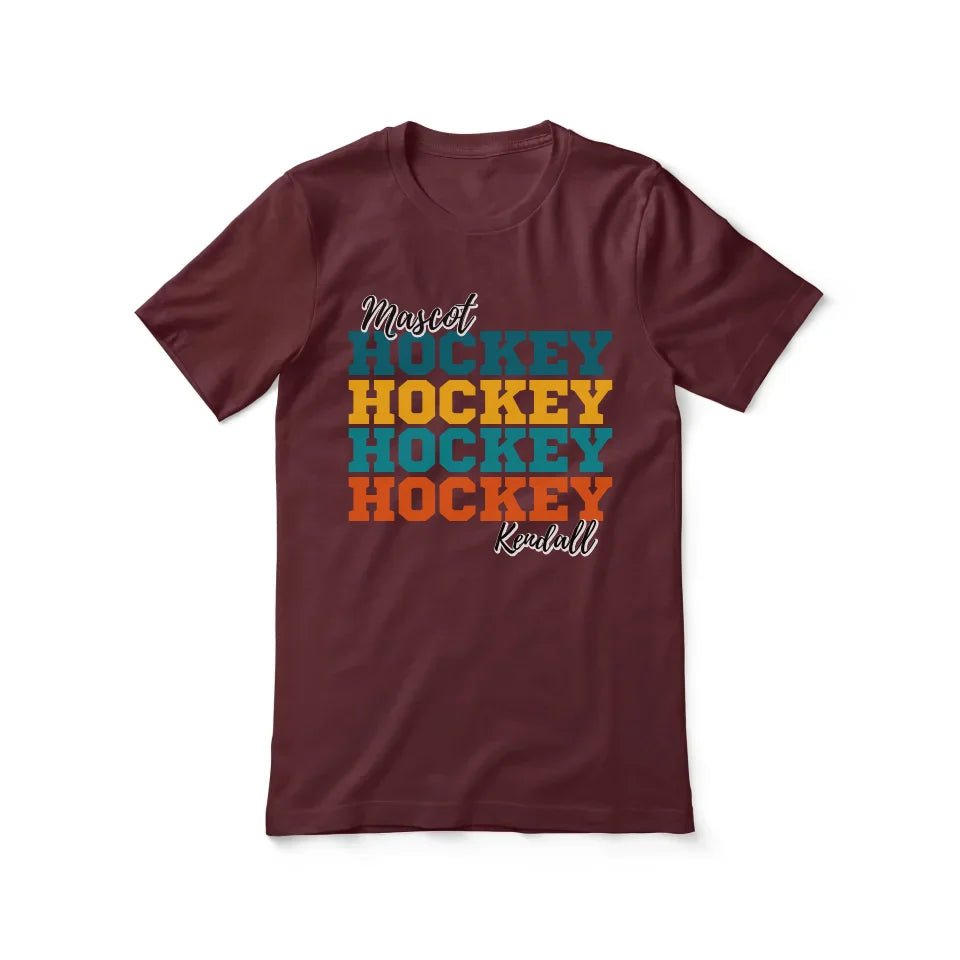 Personalized Hockey Hockey Hockey Shirt With Mascot and Hockey Player Name on a Unisex T-Shirt