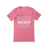 Custom Hockey Shirt With Mascot and Hockey Player Name on a Unisex T-Shirt