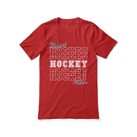 Custom Hockey Shirt With Mascot and Hockey Player Name on a Unisex T-Shirt