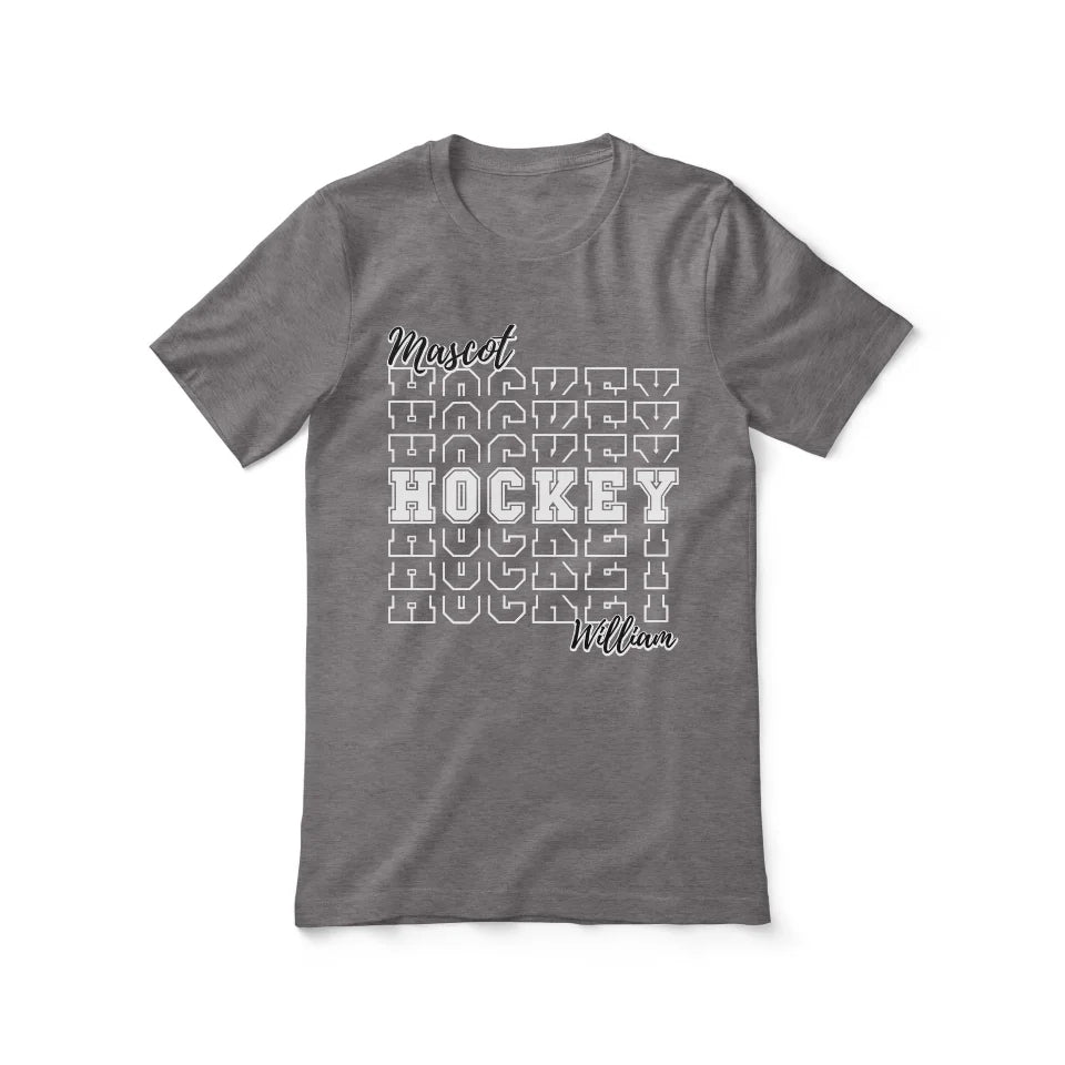 Custom Hockey Shirt With Mascot and Hockey Player Name on a Unisex T-Shirt