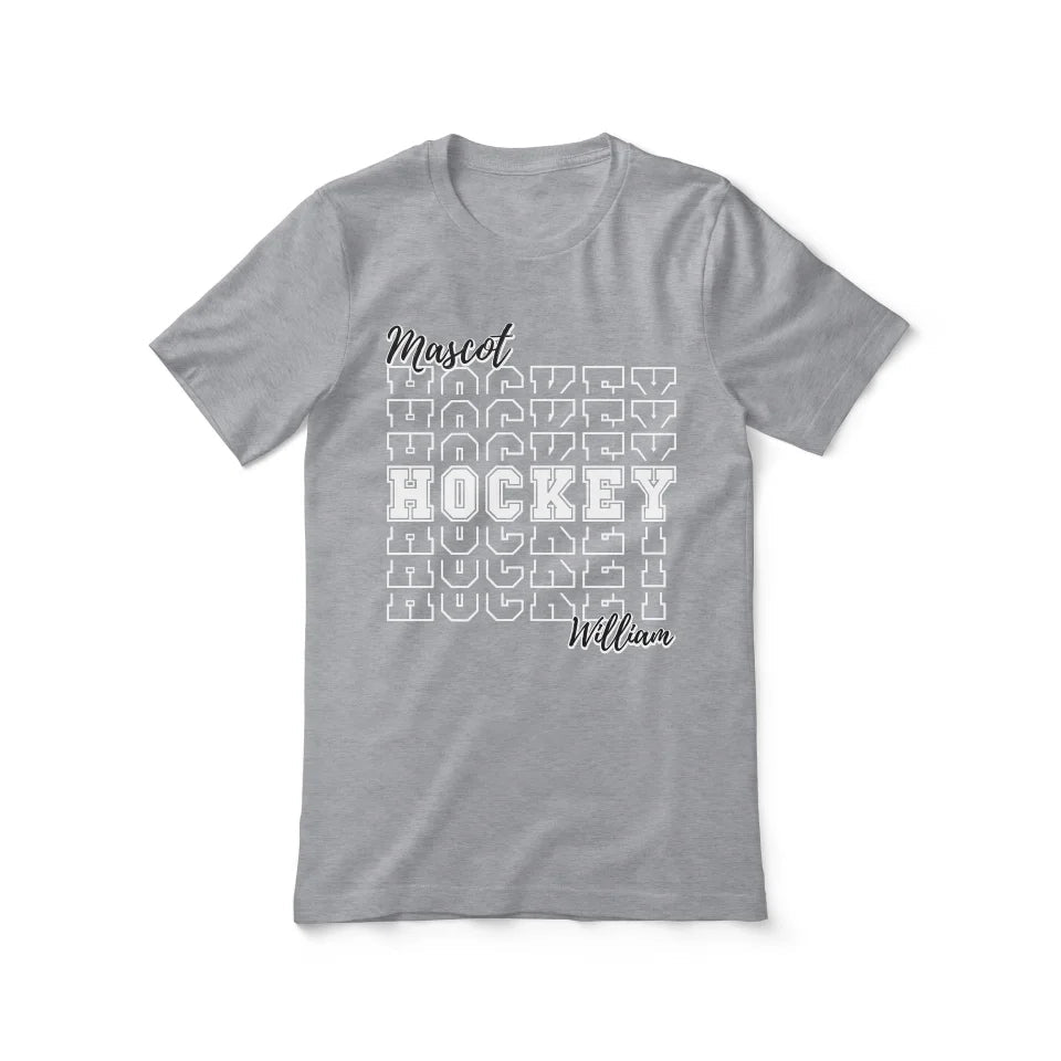 Custom Hockey Shirt With Mascot and Hockey Player Name on a Unisex T-Shirt