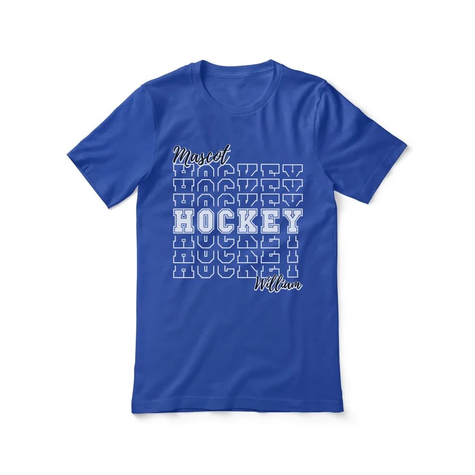 Custom Hockey Shirt With Mascot and Hockey Player Name on a Unisex T-Shirt