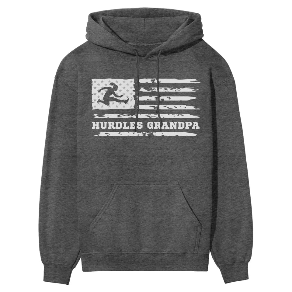 Hurdles Grandpa Horizontal Flag on a Hoodie with a White Graphic