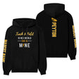 Hurdles Is Her World, She Is Mine With Hurdler Name And Custom Sleeve on a Hoodie