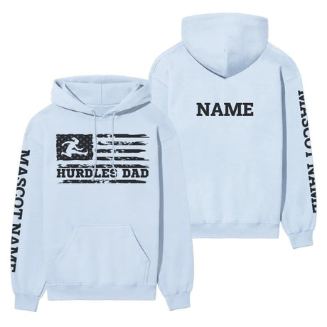 Hurdles Dad Horizontal Flag With Hurdler Name on a Hoodie with a Black Graphic